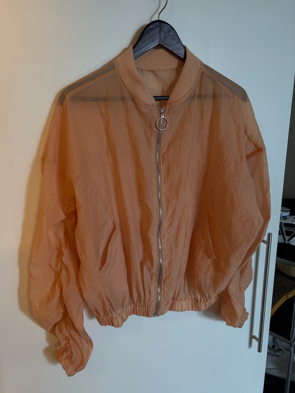 Lightweight Peach Bomber Jacket - Women's Zip Front